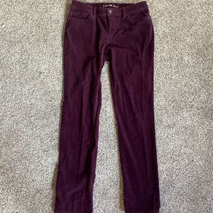 Lands end maroon mid rise slim corduroy size 6